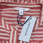 Popsugar NEW  Red and White Candy Striper Long Sleeve Blouse Top Size M Photo 5