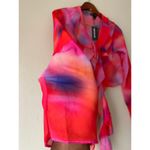 Pretty Little Thing Multi Printed Chiffon Frill Tie Front Beach Top US Size 4 Photo 2