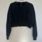Free People Movement On Your Mark Sweatshirt Small Crop Cinch Waist Crewneck Black Photo 1