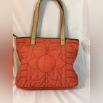 Fossil ‎ Key-Par Coral Quilted Handbag Tote with leather trim double handles Photo 3