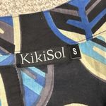 KikiSol Tunic Top Womens Small Cotton Cover Up Beach Black Blue Leaf Semi Sheer Photo 2