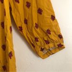 Old Navy  Mustard Yellow Red Floral Long Sleeve Keyhole Mini Midi Flowy Dress Photo 2