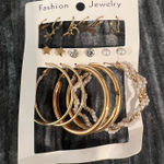 Gold and Pearl Hoop Earring Set Photo 0