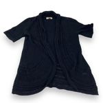 Sonoma  Black Crochet Waffle Knit Open Front Cotton Blend Cardigan Topper S Photo 3