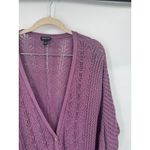 Torrid Pointelle Boyfriend Cardigan Women 2X Purple Open Knit Whimsigoth Fairy Photo 7