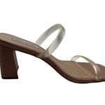 Steve Madden Size 8 High Heel Sandals Beige With Clear Straps Photo 7