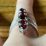 Natural Vermelho Red Garnet Sterling Silver Cocktail Ring Size 5.75 Photo 1