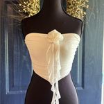 Princess Polly  White Strapless Top with Floral Detail NWOT Photo 0