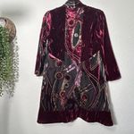 Chico's NEW Chico’s Travelers Collection Velvet Burnout Kimono Black Wine Size XS 0 Photo 3