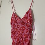 ZARA NEW! pink red floral mini ruched sleeveless summer spring dress Medium Photo 2