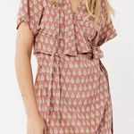 SIR the Label Women's Florence 100%‎ Silk Wrap Dress Size 0 US Size 2 Mini Boho Brown Photo 0