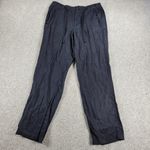 Club Room Luxury Womens Linen Pants XL Black Drawstring Straight Leg Pockets Photo 0