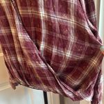 Mystree plaid crisscross, long sleeve gathered bottom blouse Photo 2