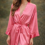 Victoria's Secret  Shimmering Pink Satin Robe Photo 0