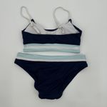 Kona Sol Bikini Set Womens Medium Top Small Bottom Navy Blue Striped Swimwear Photo 3