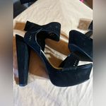 Speed Limit 98 Women 9 suede like black platform chunky heels w ankle strap Photo 4