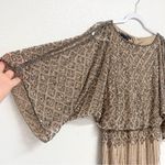 Pisarro Nights Diamond Bead Pattern Boat Neck 3/4 Split Sleeve Gown Rose Size 4 Tan Photo 6