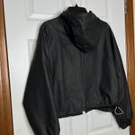 Hurley XL Black Hooded Rain Jacket Full Zip Cargo Pockets Womens Boxy Streetwear Photo 1