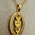 Danbury Mint “My Daughter ‘I Love You’” Diamond Pendant Necklace Gold Photo 5