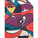 Vintage Psychedelic Abstract Art Print Scarf Teal Purple Red Black Polyester 31" Photo 2