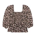 American Eagle  AE | Small | Dark Floral Semi-Sheer Chiffon Ruched Babydoll Top Photo 1