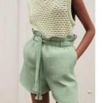 Samsoe Ember Paperbag High Waist Braided Belt Quilted Shorts New NWOT Size Large Green Photo 8