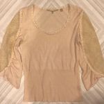 Knitted Knotted Anthropologie Ivory Lace Sweater Size M Photo 0