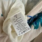 Lush Clothing Lush Ivory Jumpsuit Tropical Green and Blue Monsterra Leaves Small Flawed Photo 8