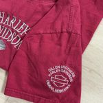 Harley Davidson Motorcycles Embroidered Red Cotton T Shirt Women's Biker Grunge Photo 4