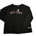 a.n.a  Womens Crewneck Black Graphic Long Sleeve Sweatshirt Photo 1