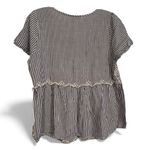 savanna jane small blue white stripe emroidered floral baby doll top large Photo 1