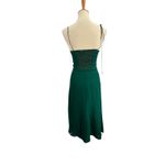 Reformation Emerald Green Tie Strap Smocked Back Midi Dress Slit Size 6 Photo 3