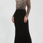 Mac Duggal  2256 Black Beaded Square Neck Long Sleeve Jersey Gown Photo 0