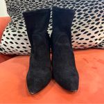 Vintage Black Suede Block Heel Boots Witchy Whimsy Goth Pointed Toe Booties 8 Size 6.5 Photo 2
