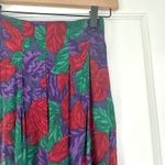Vintage Floral Print Midi Skirt Pleated A Line Purple Red Green Size‎ M 90s Size M Photo 4