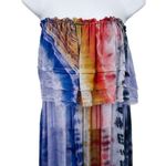 Raquel Allegra Ethereal Tie Dye Waterfall Rainbow Off the Shoulder Maxi Dress 2 Blue Size L Photo 6