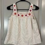 Madewell  White Top with Red and Pink Embroidery Photo 0