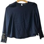 ZARA Trafaluc Boxy Blue Blouse with Lace Accents size XS Photo 0