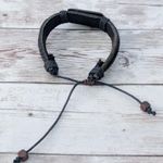 Leather? Tie Bracelet with Celtic Like Charm Black Photo 4