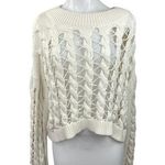 ZARA  White Open Knit Crochet Boat Neck Long Sleeve Pullover Crop Sweater Size M Photo 0