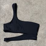 Lulus Sun And Games Black One Shoulder Cut Out Swim Bikini Top Size XS Photo 2
