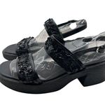 Coaster Size 9 Sandals With Sequined Straps & Chunky Heel Black Photo 3