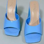 Rouge Helium Blue Neon Patent Peep-Toe Open-Toe Slides Sandals Heels Shoes Size 8.5 💎 Photo 1