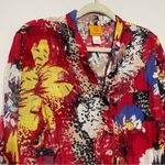 Red with Bright Floral Print Lightweight Long Sleeve Jacket Cardigan Size 14 Photo 1
