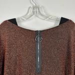 IC by Connie K  Orange Metallic Glitter Knit Poncho Top Blouse Medium M Artsy Photo 4
