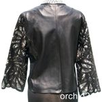 Cache Laser Cut Leather Lace Swing Jacket Top New Peek A Boo Black White $398 Photo 3