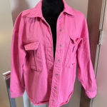 If It Were Me  Oversized Jean‎ Denim Jacket Bubblegum Pink Snap Front Coquette S Photo 0