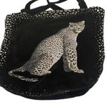 GYPSY WINGS Tote Bag Travel Black Velvety Soft Fabric Leopard Picture Handmade Photo 2