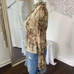 Fairy Grunge Brown Tan Rose Cotton Babydoll Bell Sleeve Ruffled Blouse Top S Photo 3