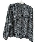 J.Crew Black and White Ruffled Mandarin Collar Blouse Photo 9